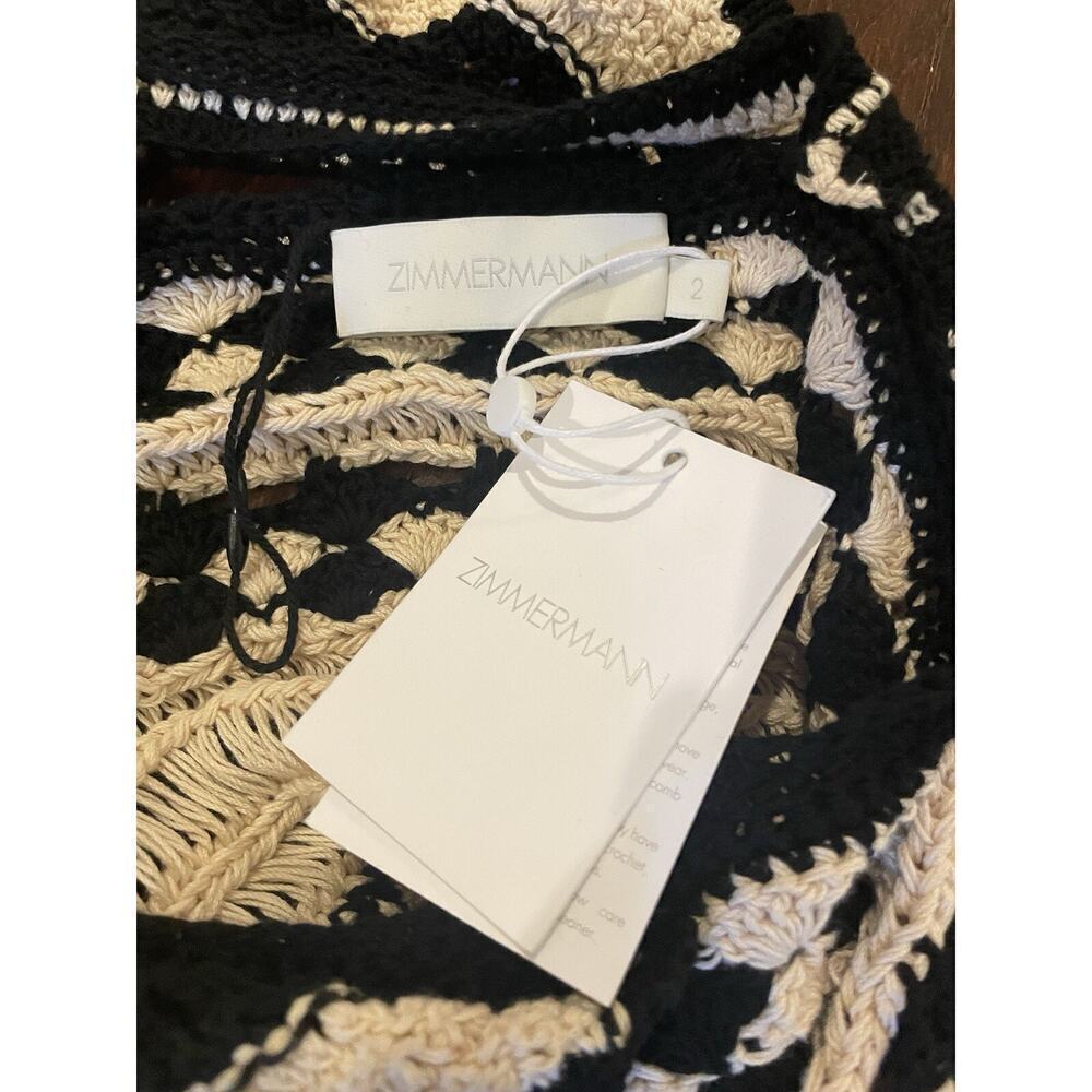Zimmermann Crochet Crop Tank Top Anneke Halter Striped Shirt Blouse Cotton US 8 - Picture 7 of 10